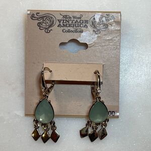Nine West | Gold Tone and Mint Teardrop Earrings